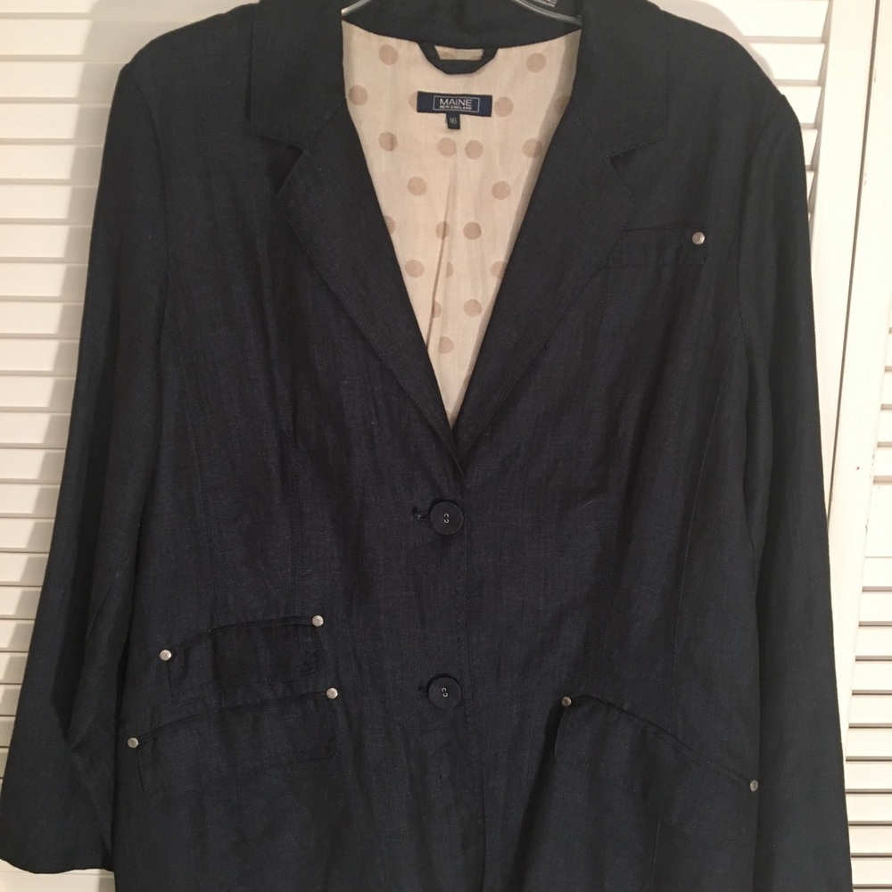 Denim Cotton and Linen Blazer or Jacket. Dark wash. SZ 16